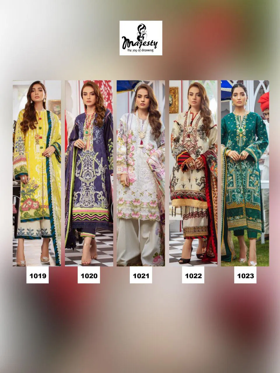 Majesty -Jam Silk Cotton Semi Lawn  Pure Cotton  Uniq Print -Chiffon Dupatta
